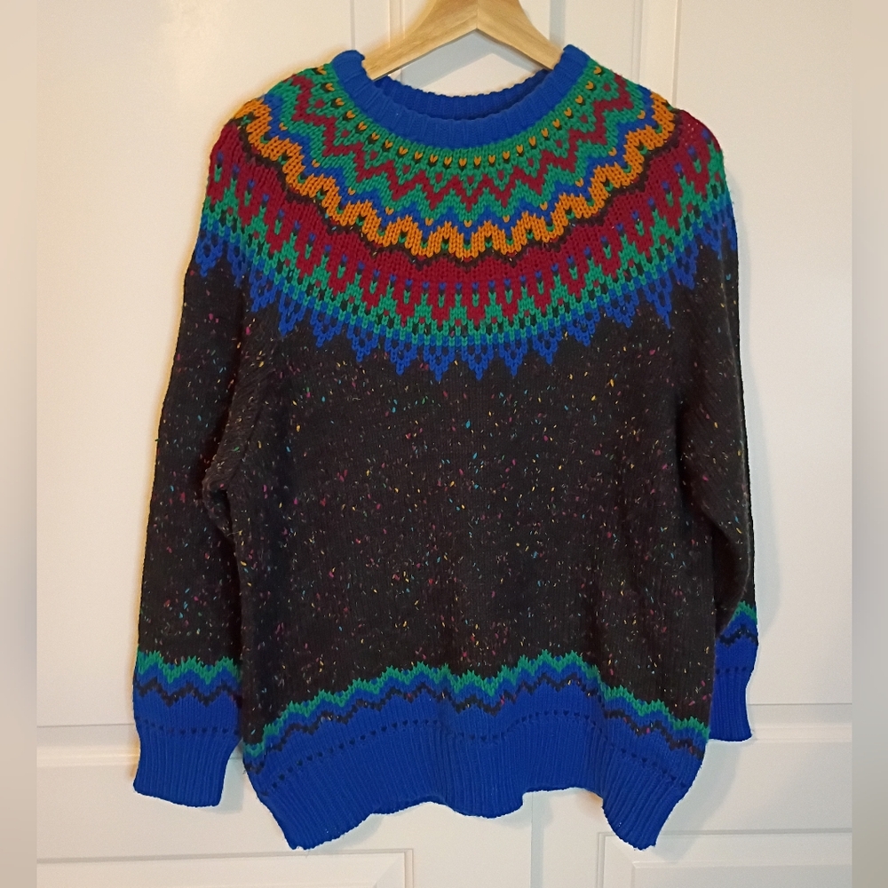 Justine Todd Multi Color Sweater Size 1X Vintage